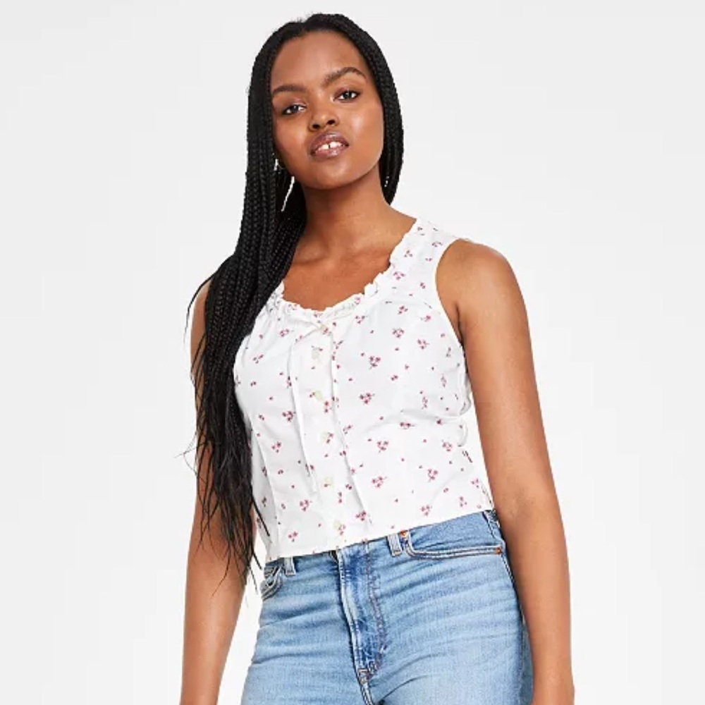 Levi's Shane Cotton Tie-Neck Button-Front Top